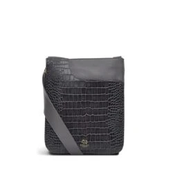 Pockets - Faux CrocMedium Zip Around Cross Body Bag