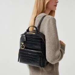 Sutton Acres - Faux CrocMedium Zip Around Backpack -Fashion Bag Store h7124001 698