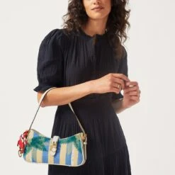 Linden Gardens - Stripe PalmMedium Zip-Top Shoulder -Fashion Bag Store h7847287 8137