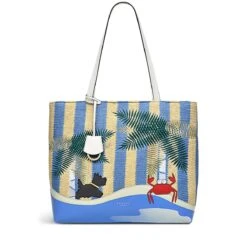 Museum Street - Stripe PalmMedium Zip-Top Tote