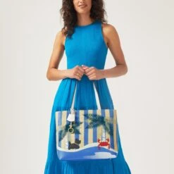 Museum Street - Stripe PalmMedium Zip-Top Tote -Fashion Bag Store h7848287 7543